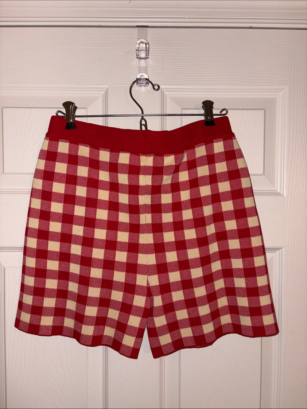Commense Red Gingham Knit Sleeveless Short Set - Picture 4 of 7